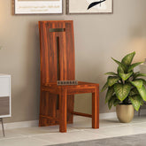 Maurice Solid Sheesham Wood High Back Chair (Natural Finish)